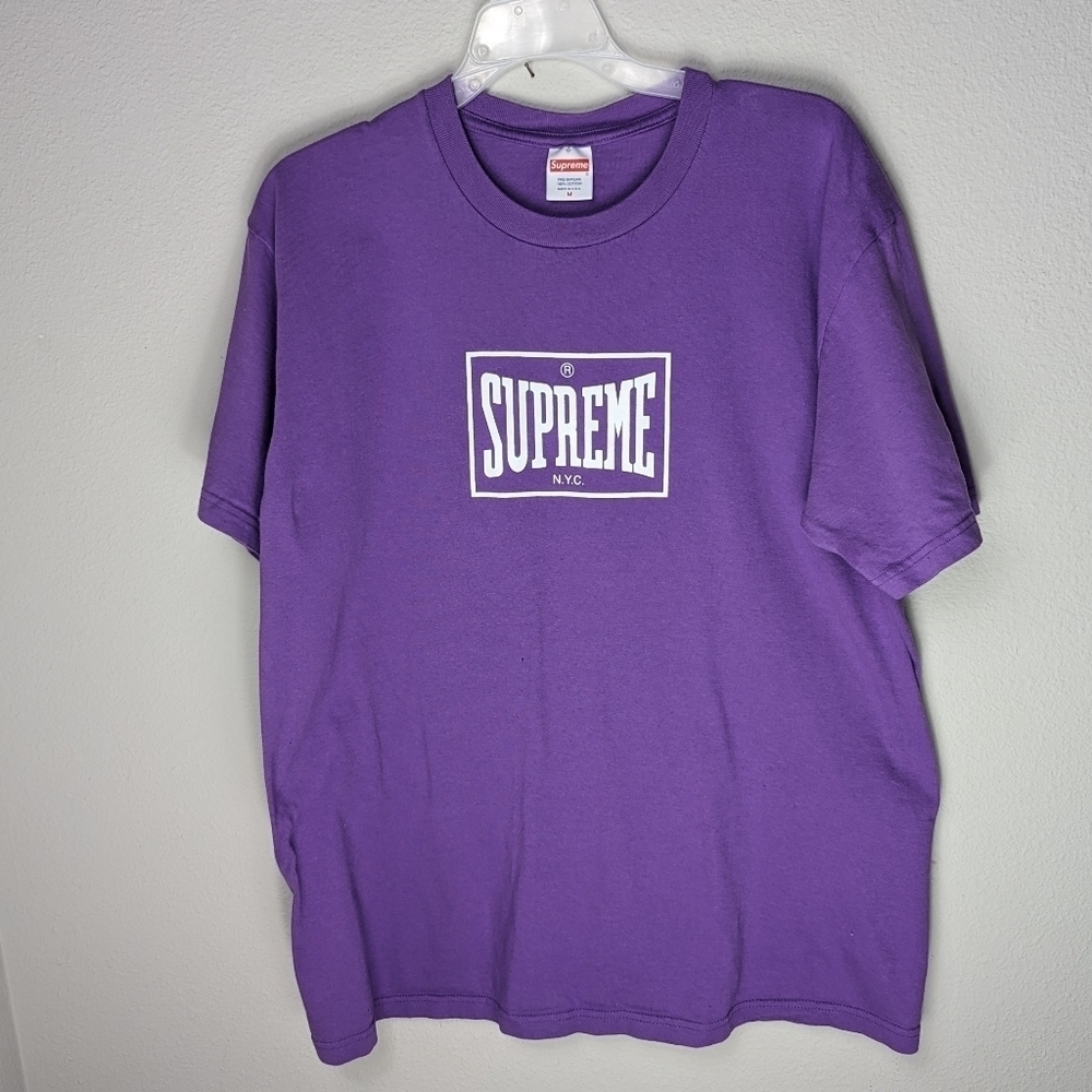 Supreme WarmUp Tee Men's Medium Purple Supreme Logo Tee